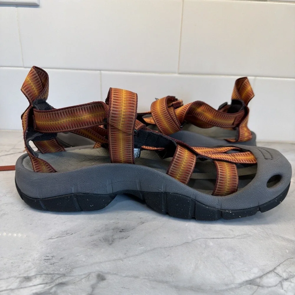 MION Footwear Water Sandals Men's 10 Orange Red Strap Closed Toe Hiking Outdoor